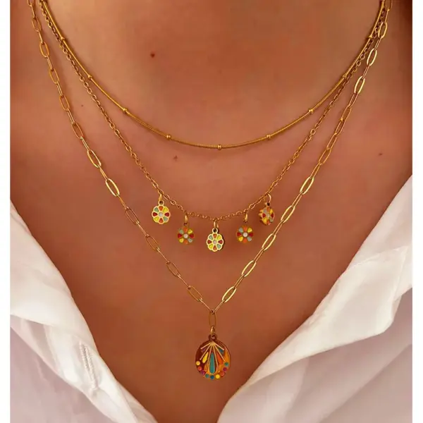 316 Stainless Steel Pentagram Geometric PVD Coated Rhinestones Real Gold Plated Simple Style Commute Waterproof Non Tarnish Surgical Steel Inlay Cable Chain Lobster Trigger Clasp Closure Gold Pendant Necklace