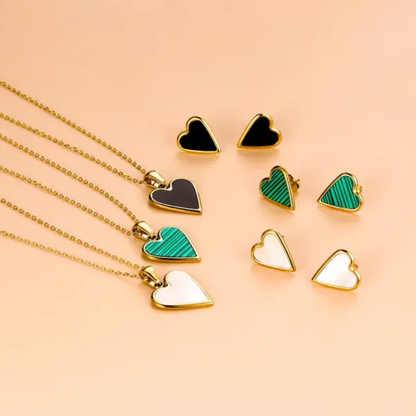Wholesale Jewelry Fashion Heart Shape 304 Stainless Steel Shell 18K Gold Plated Gold Plated Stainless Steel Jewelry Sets
