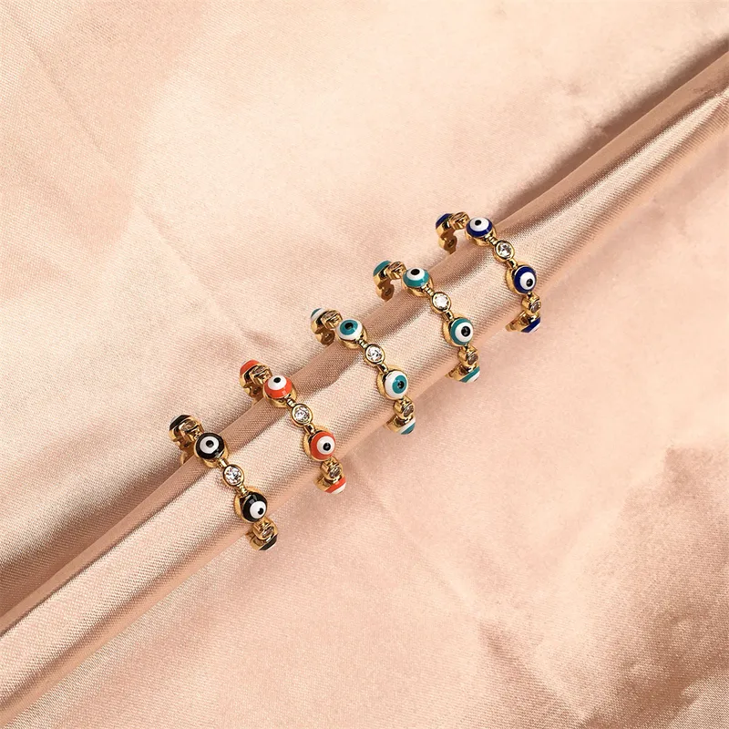 Wholesale Fashion ops Oil Blue Eyes Zircon Copper Open Ring Wholesale Nihaojewelry