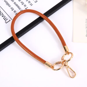 K4203 Pu leather rope pendant spring ring + plate buckle brown / Leather rope pendant