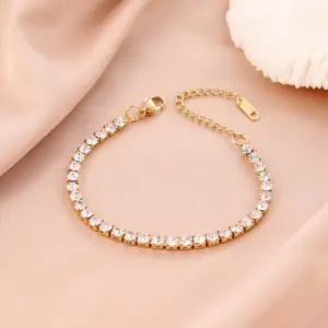 Wholesale Simple Style Shiny Solid Color Titanium Steel Plating Inlay Zircon Tennis Bracelet