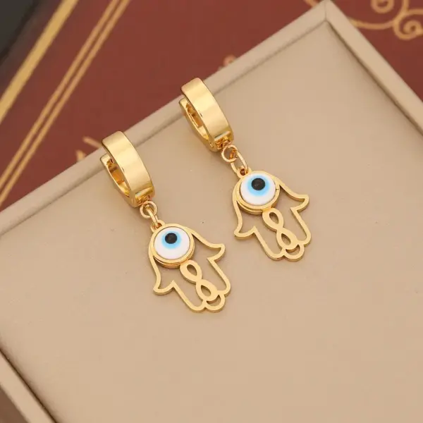 Wholesale PVD Coated 18K Gold Real Gold Plated Devil'S Eye Stainless Steel IG Style Waterproof Non Tarnish Drop Earrings