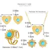 304 Stainless Steel Heart Shape PVD Coated Natural Stone Gold Plated Vintage Style Waterproof Non Tarnish Plating Jewelry Set