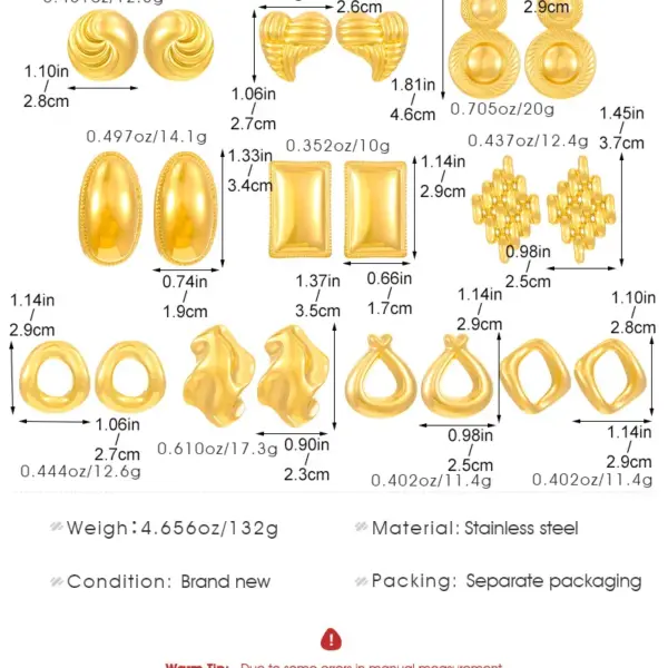 1 Pair Retro Simple Style Classic Style Geometric 304 Stainless Steel 18K Gold Plated Ear Studs