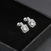Wholesale Simple Square Full Of Zircon Platinum Plated Copper Stud Earrings Jewelry