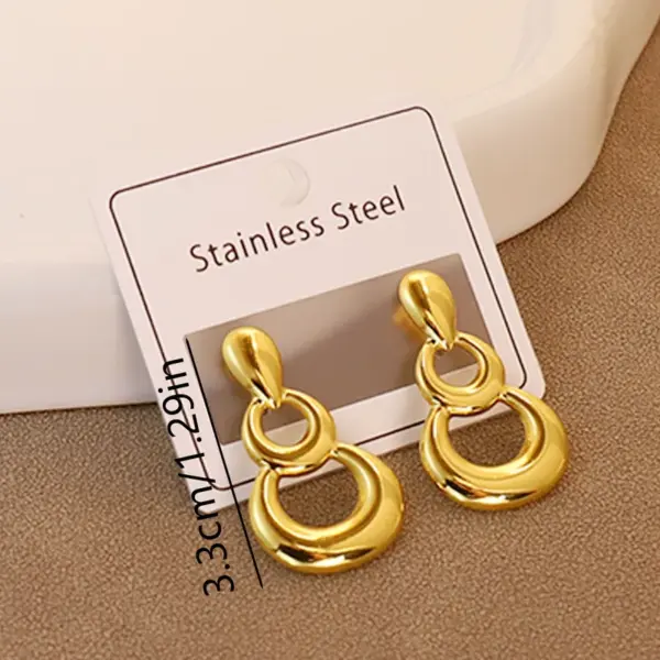 304 Stainless Steel Triangle Pentagram Flower Electroplating Stone-Free Golden Plated Elegant Simple Style Waterproof Non Tarnish Ear Studs