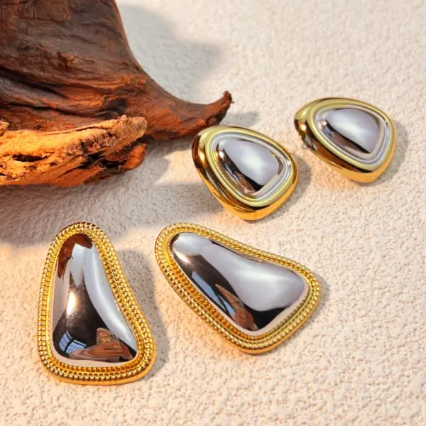 PVD Coated Real Gold Plated 18K Gold Color Block 304 Stainless Steel Elegant Classic Style Waterproof Non Tarnish Ear Studs