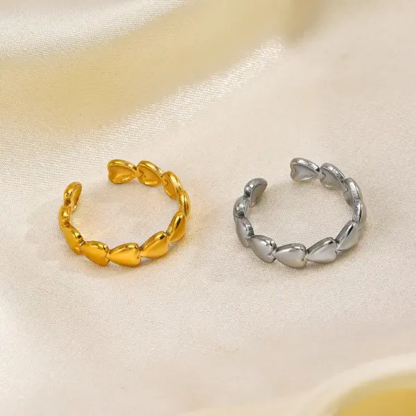 PVD Coated 18K Gold Plated Heart Shape 304 Stainless Steel Casual Classic Style Waterproof Non Tarnish Open Rings