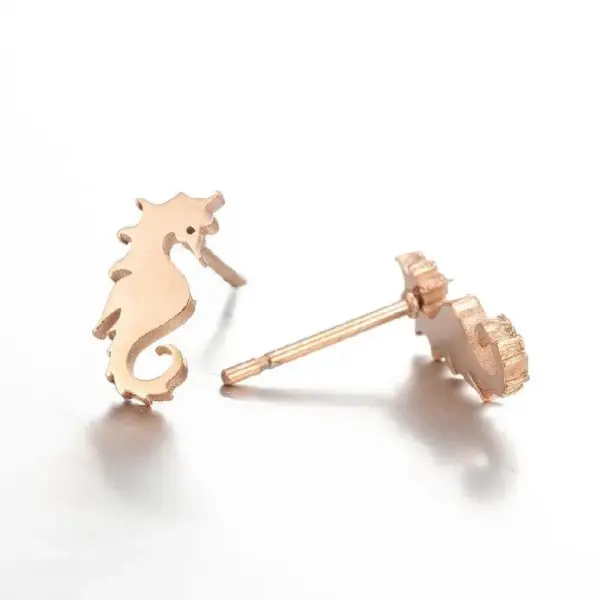 Wholesale PVD Coated 18K Gold Real Gold Plated Hippocampus 304 Stainless Steel Fashion Waterproof Non Tarnish Ear Studs