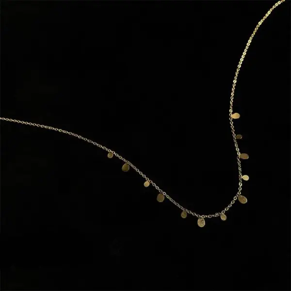 Wholesale PVD Coated Real Gold Plated 18K Round Square Water Droplets 304 Stainless Steel Simple Style Waterproof Non Tarnish Necklace
