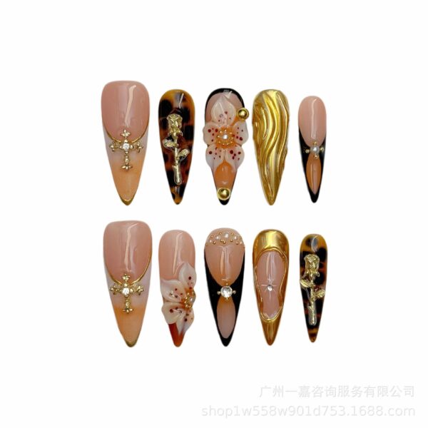 Wholesale The Popular European and American Style New High-Quality Hand-Painted Carved Long-Pointed Nails Are Handmade and Can Be Used Repeatedly and Removed