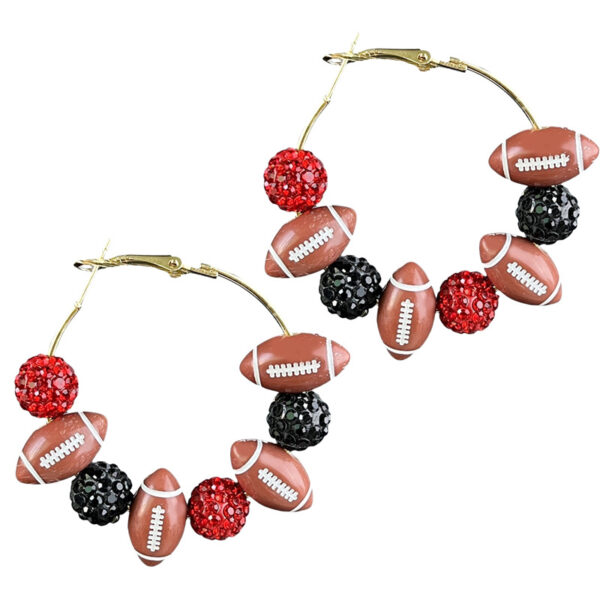 Wholesale Women's Diamond Hoop Sparkling Cheerleading Sports Football Game Earrings