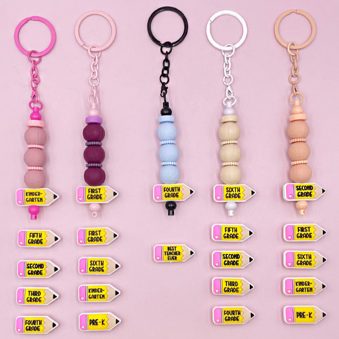 Wholesale Factory direct sales of food-grade 3D silicone exy beads, creative pencil beads, cute cartoon insertable teething beads.