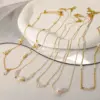 Wholesale PVD Coated 18K Gold Real Gold Plated Water Droplets 304 Stainless Steel Imitation Pearl IG Style Waterproof Non Tarnish 304 Stainless Steel Necklace