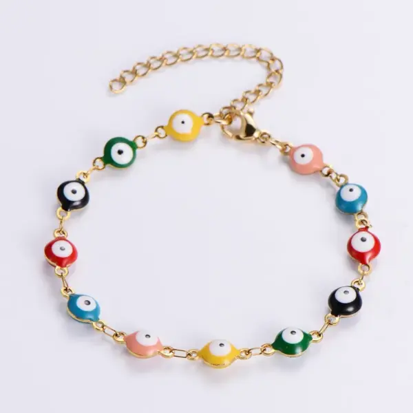 Wholesale Jewelry Fashion Devil'S Eye 304 Stainless Steel 18K Gold Plated Enamel Stainless Steel Jewelry Sets