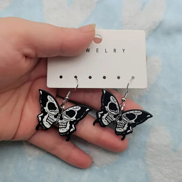 oly-9c4b263ec44ee2bb802d3b6cf0c7cdb6 Wholesale y Skull Butterfly Earrings, Flat Acrylic, Creative Personalized Skull Earrings