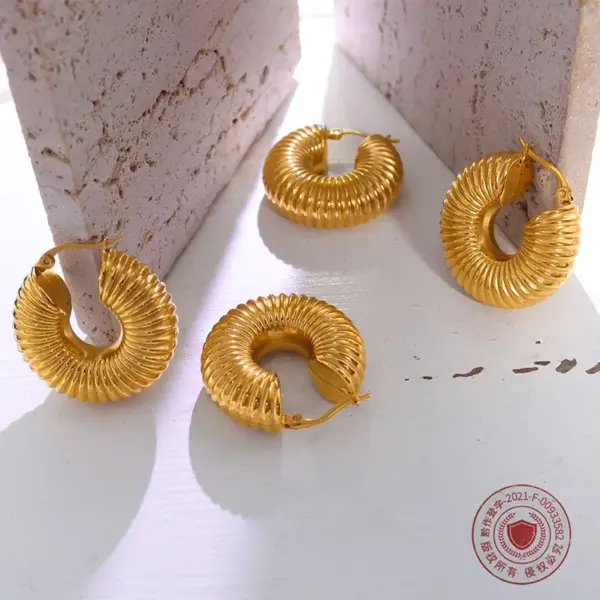 PVD Coated Real Gold Plated 18K Gold Geometric 304 Stainless Steel Fashion Waterproof Non Tarnish Earrings