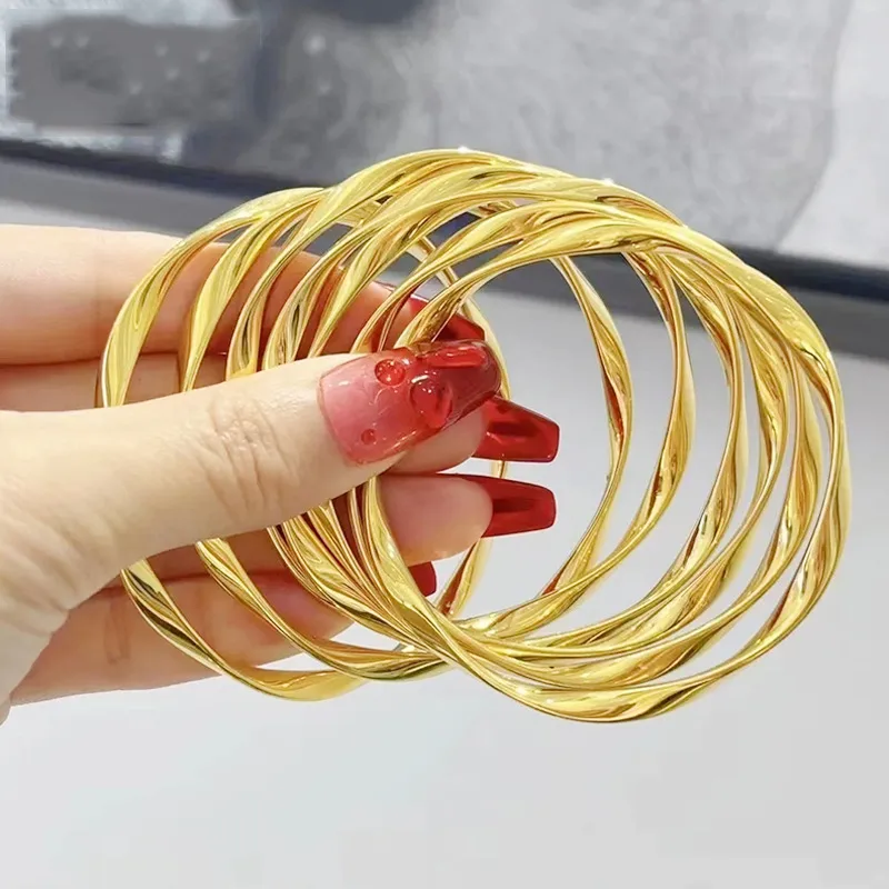 Wholesale Simple Style Irregular Titanium Steel Bangle In Bulk