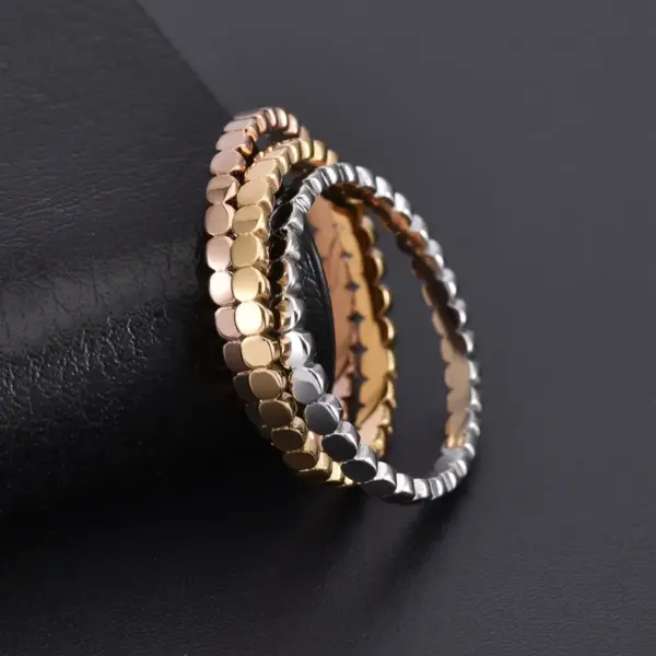 Wholesale Ion Plating (IP) Real Gold Plated 18K Gold Solid Color 304 Stainless Steel Simple Style Waterproof Non Tarnish Rings
