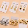 Wholesale Electroplating Golden Plated Coffee Beans Round Heart Shape 304 Stainless Steel Casual Modern Style Simple Style Handmade Polishing Enamel Earrings Ear Studs