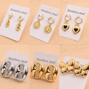 Wholesale Electroplating Golden Plated Coffee Beans Round Heart Shape 304 Stainless Steel Casual Modern Style Simple Style Handmade Polishing Enamel Earrings Ear Studs