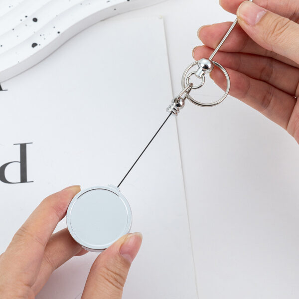 Wholesale DIY retractable card holder with beaded metal smooth pull tab