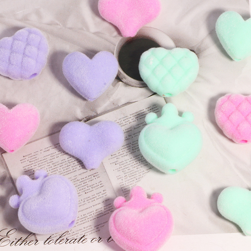 Wholesale Flocked Heart-Shaped Beaded DIY Aessories