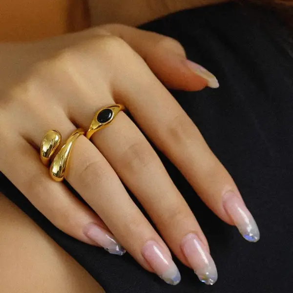 Gold Plated Solid Color 304 Stainless Steel Simple Style Plating Rings