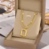 Real Gold Plated 304 Stainless Steel Square Waterproof Non Tarnish Fashion Layered Necklaces For Women'S