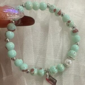 Blue bead beaded bracelet