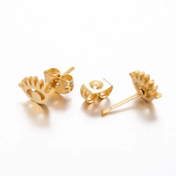 Wholesale PVD Coated Real Gold Plated Eye Metal Fashion Waterproof Non Tarnish Ear Studs