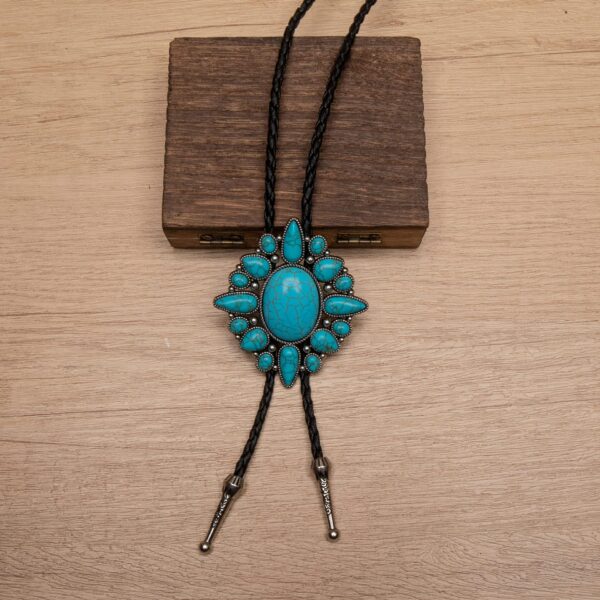 Wholesale Bohemia Blue Pine Stone Men's Bolo Tie Necklace