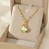 Wholesale 201 Stainless Steel Brass 18K Gold Plated Inlay Rainbow Star Flower Zircon Pendant Necklace