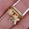 Wholesale Copper 18K Gold Plated Cute Modern Style Plating Inlay Human Heart Shape Zircon Wide Band Rings Charm Rings Open Rings