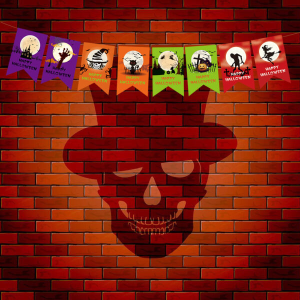 Wholesale Halloween Flag Pendant Pumpkin Paper Flower Party Supplies Scene Layout Halloween Decoration Triangle