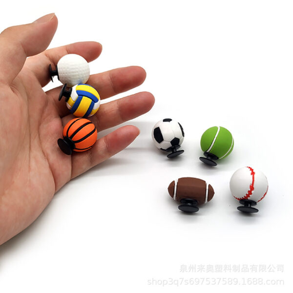 Wholesale Cross-Border 3D Football Hole Shoe Flower Spot Pvc Basketball Tennis Rugby Decoration Cartoon Stereo Shoe Buckle