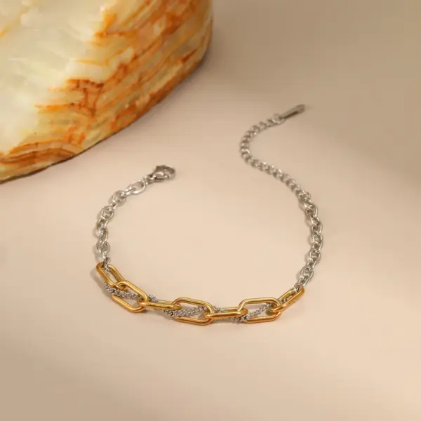 Trendy Color Block Punk Hip Hop Stainless Steel Titanium Bracelet Necklace Earring Set For Women Casual Cool Holiday Jewelry