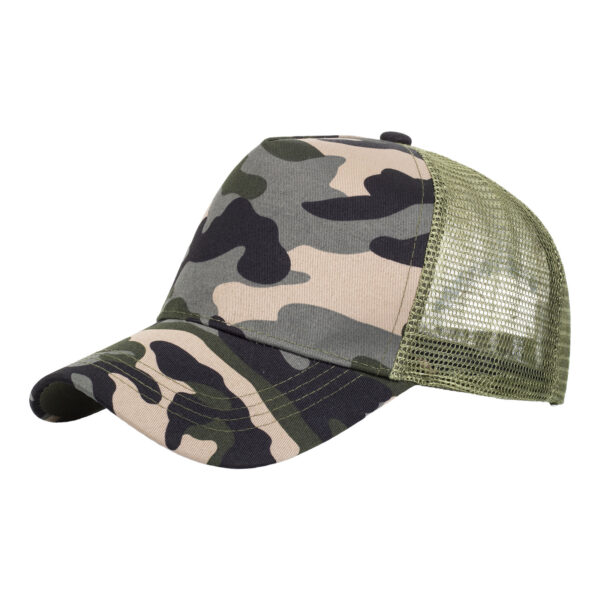 Wholesale Camouflage Hard Top 5-Piece Baseball Cap Mesh Cap Truck Cap Personalized Breathable Big Head Curved Brim Hat Pure Color Sun Hat B1185