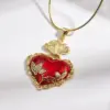 Hip-Hop INS Style Copper Color Retention Electroplated Gold Micro-Inlaid Zircon Colorful Oil Drop Cross Flower Light Heart Necklace
