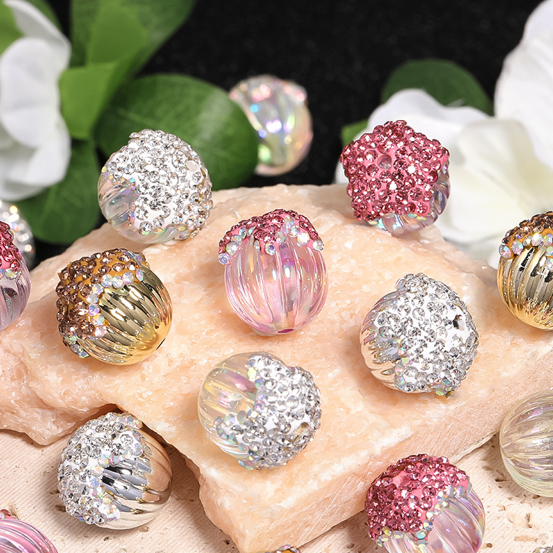 Wholesale Rhinestone ill Ball Acrylic Pumpkin Bead Pinecone Ball Beads
