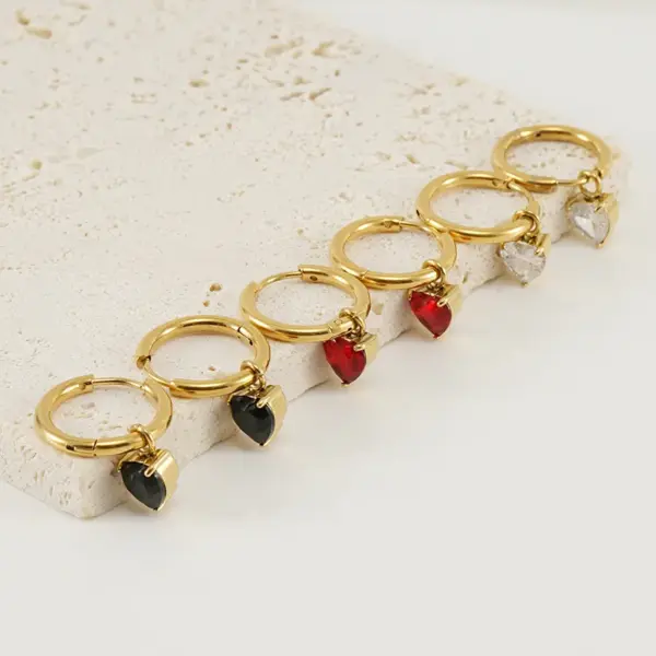 Wholesale 1 Pair Fashion Water Droplets Heart Shape Plating Inlay Stainless Steel Zircon Drop Earrings