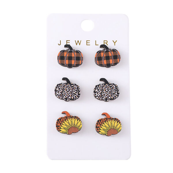 Wholesale Autumn Thanksgiving Leopard Print Wood Earring Set