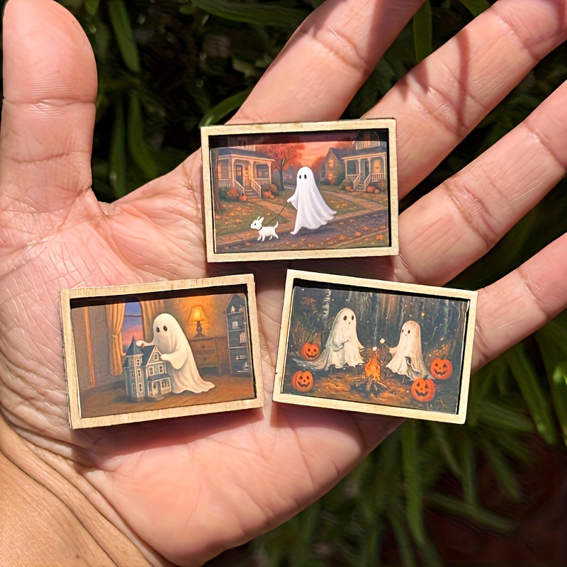 Wholesale Mini Wooden Frame Art Wall Decoration: Miniature Ghost Dog Walking, Toy House Decoration, Miniature Painting