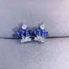 Wholesale Vintage Inlaid Semi-precious Stone Blue Crown Copper Earrings Wholesale