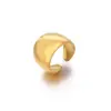 Vacuum Plating Real Gold Plated Solid Color 304 Stainless Steel Retro Waterproof Non Tarnish Open Ring