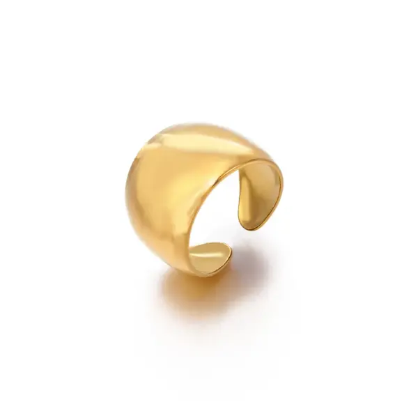 Vacuum Plating Real Gold Plated Solid Color 304 Stainless Steel Retro Waterproof Non Tarnish Open Ring