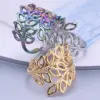 Wholesale PVD Coated Real Gold Plated Leaf 304 Stainless Steel Hip-Hop Waterproof Non Tarnish Open Ring