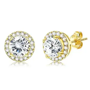 Ed002 Gold round Bag 1 Karat Stud Earrings