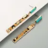 Wholesale Leopard Print Long Tassel Leopard Print Leather Earrings Blue Turquoise Earrings