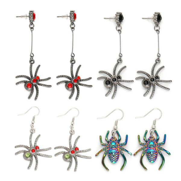 Wholesale Cross-border Personality Creative Women's Gothic Style Alloy Earrings Halloween Party Dark Style Spider Drop Earrings